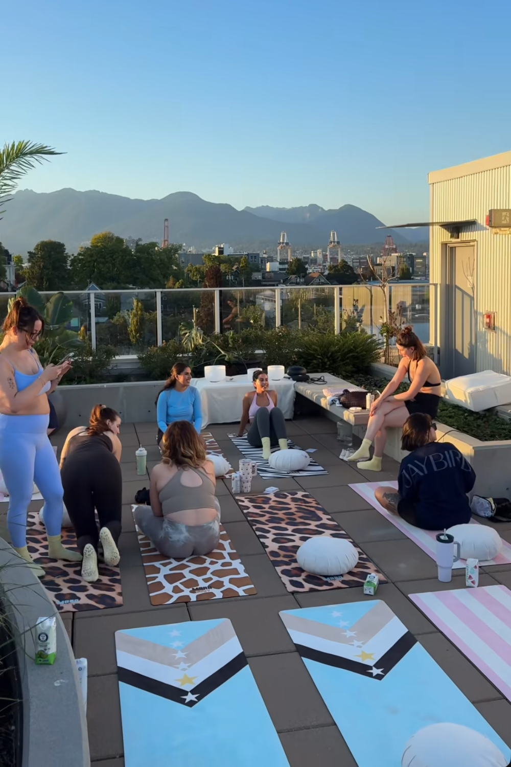 Rooftop Sunset Pilates Event in Vancouver with MARA BODY yoga mats