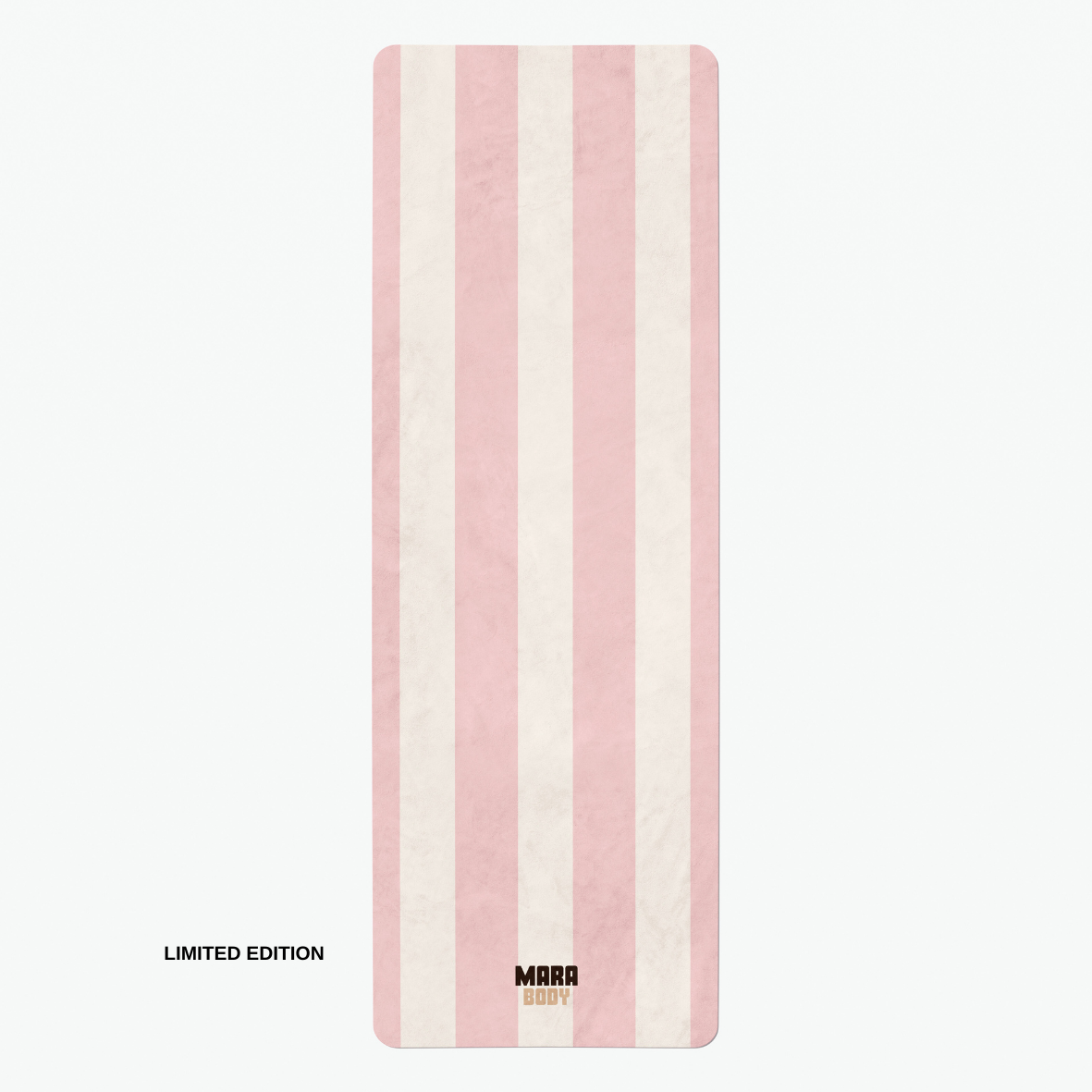 CANDY - Pink & White Stripes Wellness Yoga Rug Mat. Eco-Friendly. Machine Washable.
