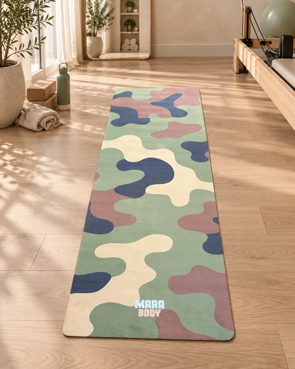 CAMO - Abstract Camouflage Print Yoga Mat. Machine Washable Vegan Suede Yoga Mat.