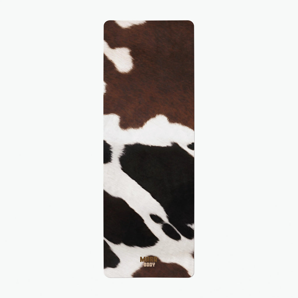 cowhide print soft sustainable suede yoga mat mara body