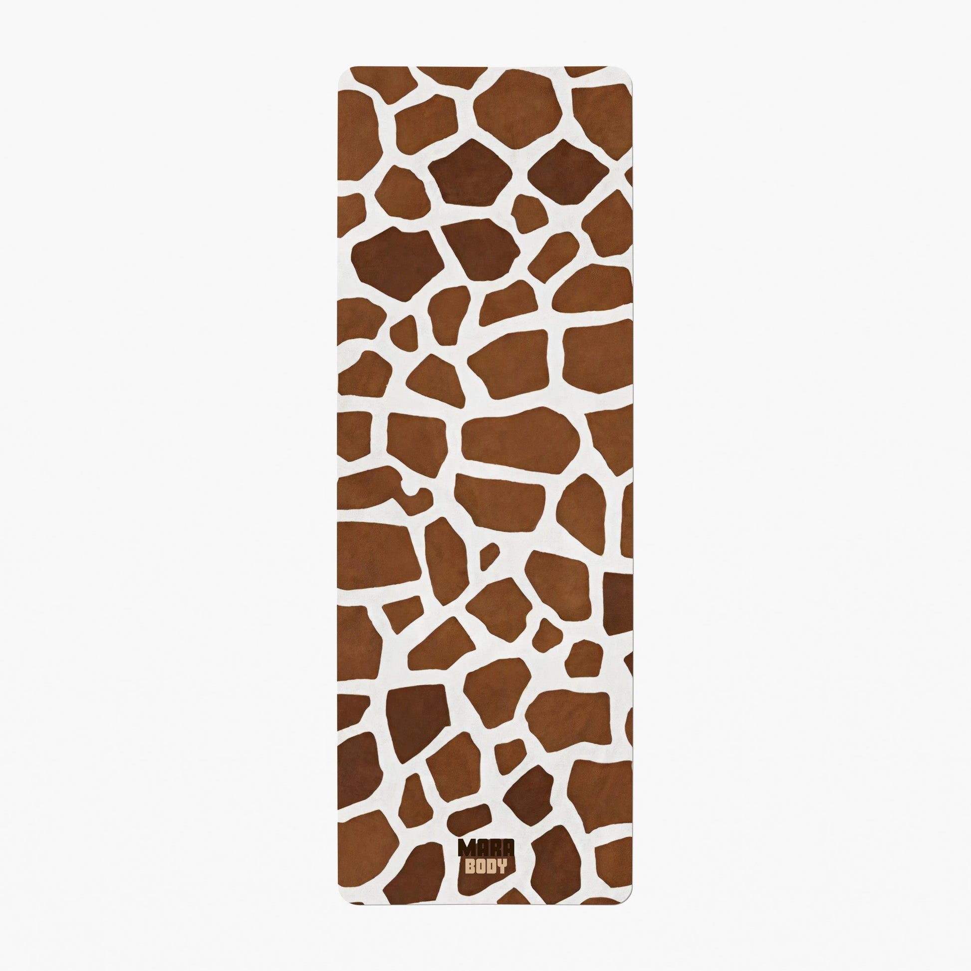 yoga mat with giraffe pattern on a white background