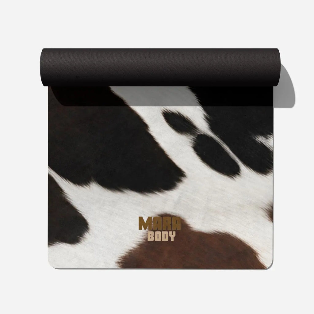 half rolled cowhide print yoga mat