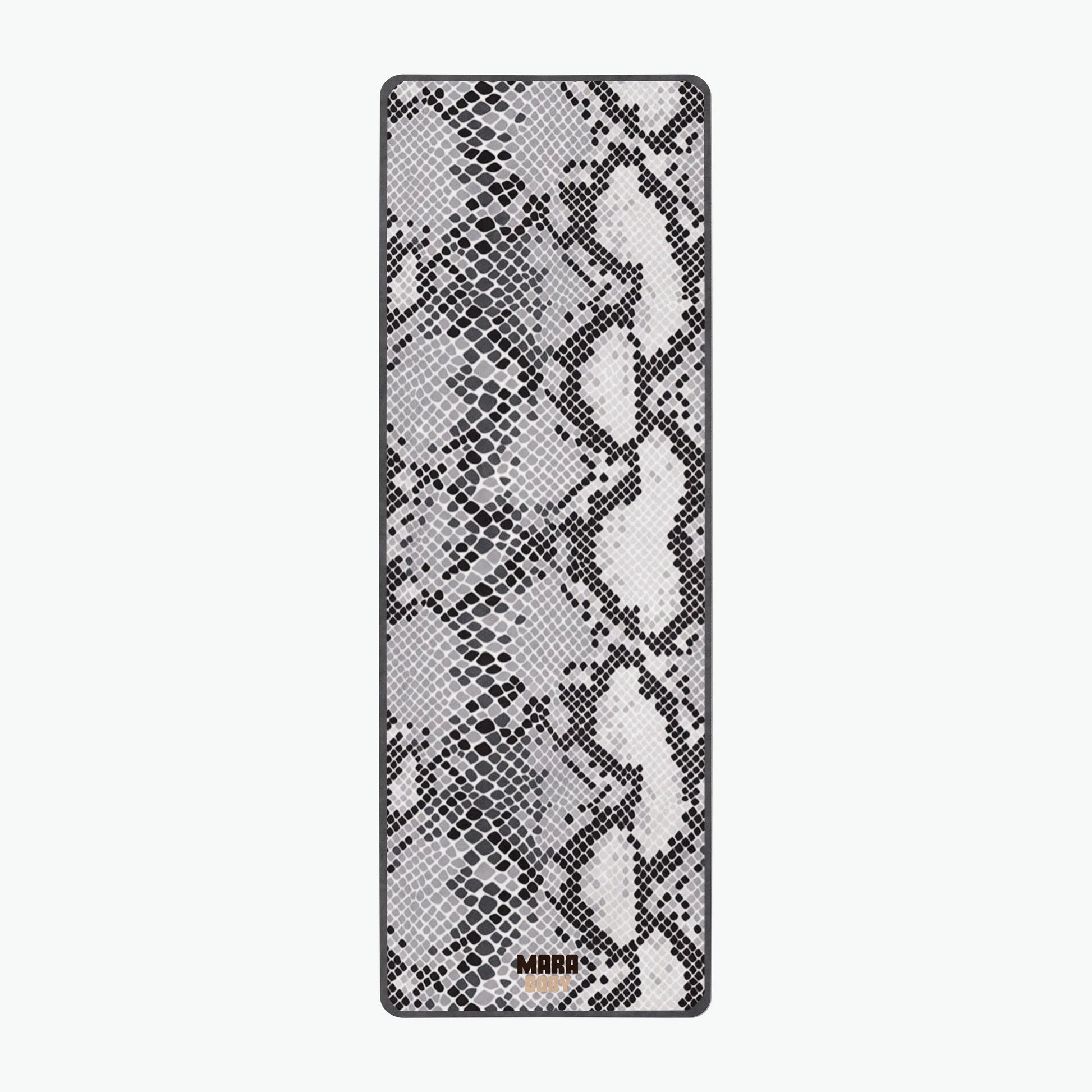 microfibre grip hot yoga towel with snake skin pattern print