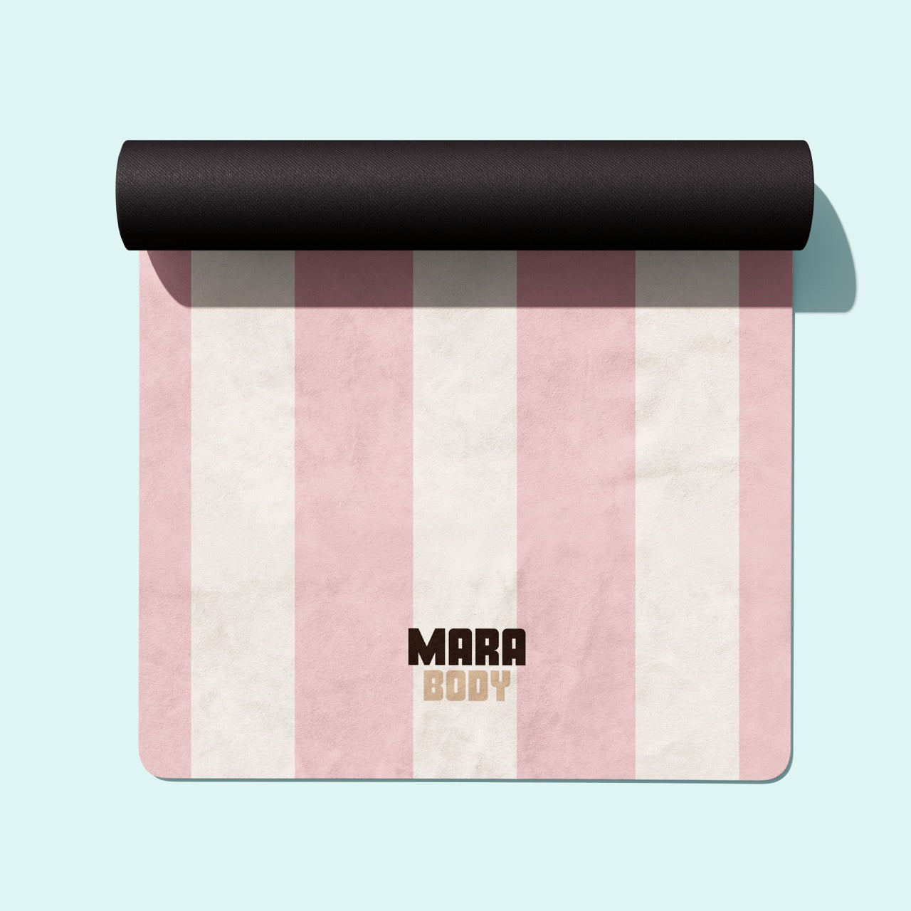 Vegan Suede Yoga Mat - Pink & White Stripes | Eco-Friendly Non
