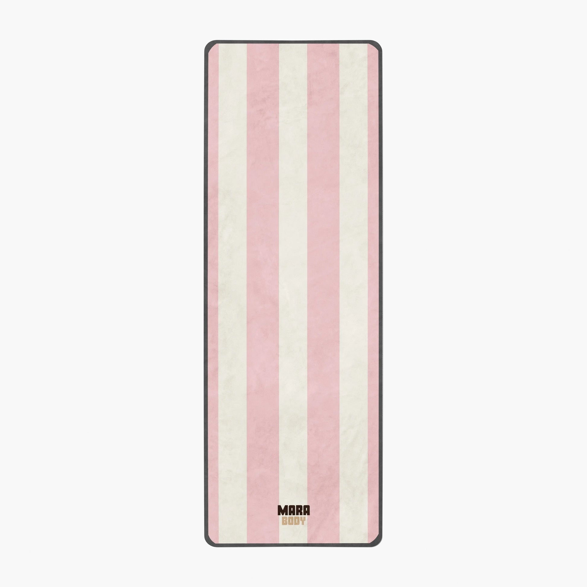 pink and whites striped microfiber yoga towel for hot yoga and yoga mat