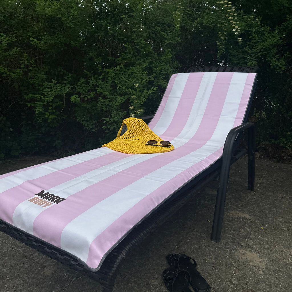 pink and white hot yoga towel