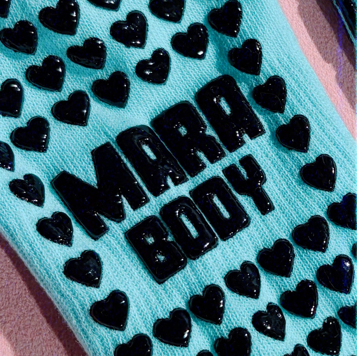 black hearts blue teal turquoise grip socks